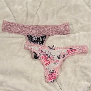 Victoria's Secret Pink and Black Floral Lace Panties 2